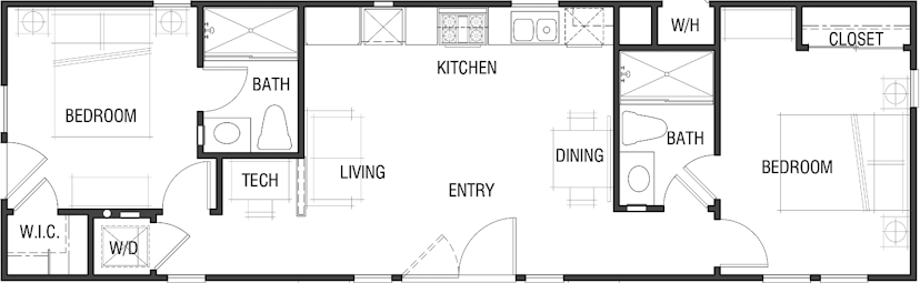 The communal floor plan home features
