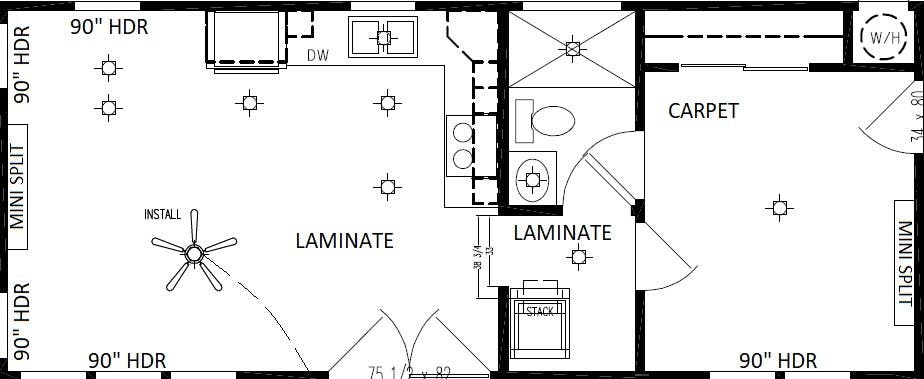 The piedmont (34') - l shaped floor plan cropped home features